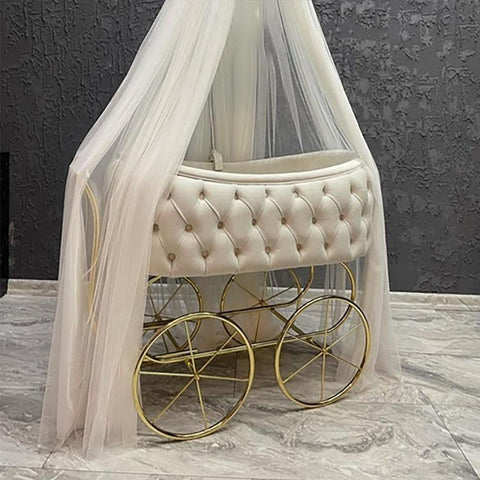 Baby Velvet Tufted Bassinet - The Linen House