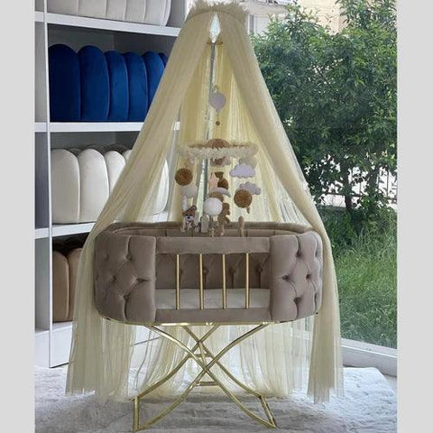 Baby Velvet Tufted Bassinet - The Linen House