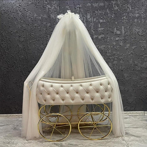 Baby Velvet Tufted Bassinet - The Linen House