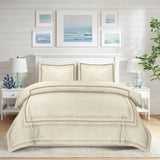 Baratta Comforter Set (Beige with Brown baratta stitch) - The Linen House