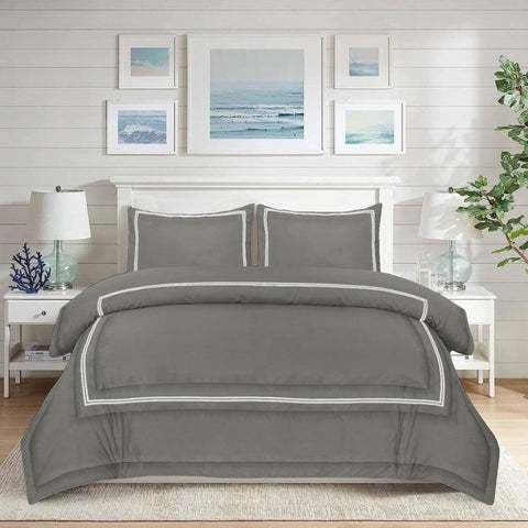 Baratta Comforter Set (Grey with White Bratta Stitch) - The Linen House