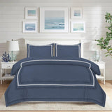Baratta Comforter Set (Slate Blue with White Bratta Stitch) - The Linen House