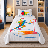 Basketball Slam Dunk Watercolor Kids Bedsheet - The Linen House