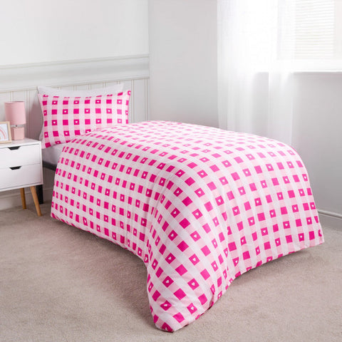 Pink Check Printed Bedspread