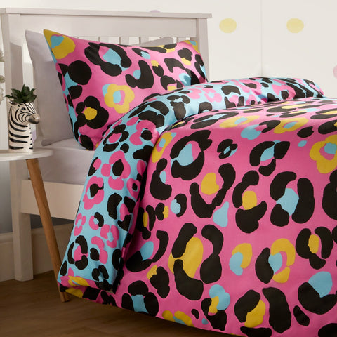 Abstract Neon Leopard Print  Kids Bed Sheet