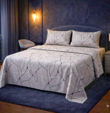 Beige Abstract Printed Bed Sheet - The Linen House