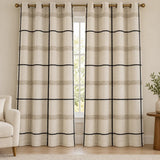 Beige & Black Check Duck Fabric Printed Curtains – Pack of 2 - The Linen House