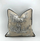 Beige & Black Dior Style Decorative Cushion Cover - The Linen House