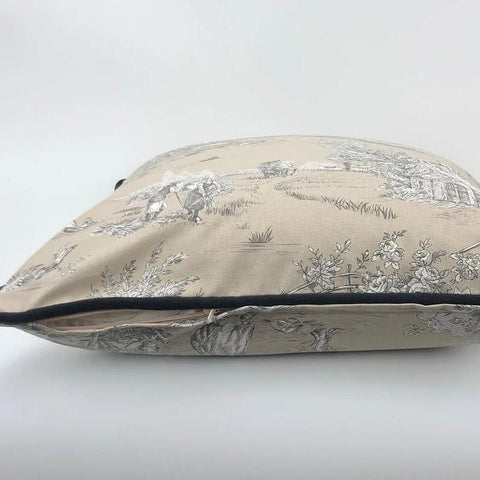 Beige & Black Dior Style Decorative Cushion Cover - The Linen House