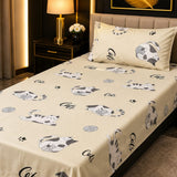 Beige Cat Print Kids Bedsheet - The Linen House