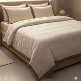 Beige Jacquard Bedsheet (3pcs) - The Linen House