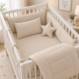 Beige Star Nursery Baby Cot Set - The Linen House