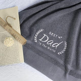 Best Dad Cotton Bath Towel Embroidered - The Linen House