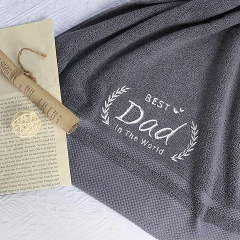 Best Dad Cotton Bath Towel Embroidered - The Linen House