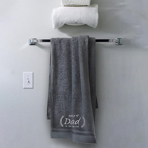 Best Dad Cotton Bath Towel Embroidered - The Linen House
