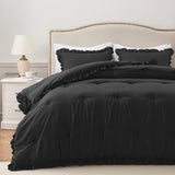 Black Beauty Ruffle Comforter Set - The Linen House