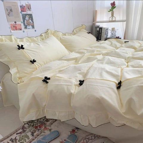 Black Bow Duvet Set - The Linen House