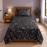 Black Celestial Single Bedsheet - The Linen House