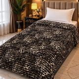 Black Cream Leopard Single Fleece Blanket - The Linen House