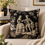 Black Dior Toile Printed Cushion Cover - The Linen House