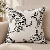 Black & Ivory Leopard Printed Cushion Cover - The Linen House