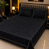 Black Luxury Textured Velvet Bedsheet - The Linen House