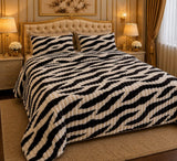Black & White Abstract Striped Fleece Bedsheet - The Linen House