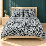 Black & White Leopard Spots Bubble Fleece Comforter Set – 6 Pcs King Size - The Linen House