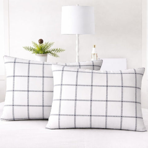Black & White Windowpane Pillow Cover (Pack of 2) - The Linen House