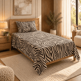 Black & White Zebra Single Bedsheet - The Linen House