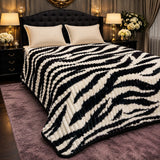 Black Zebra Print Fleece Blanket - The Linen House