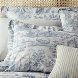 Blue Chambray Braysmith Toil Printed Duvet Set – Luxury Bedding - The Linen House