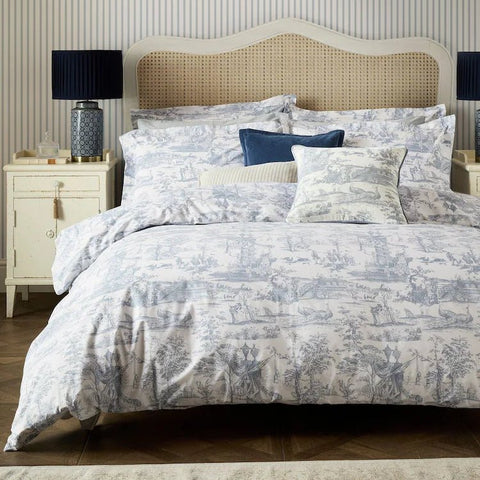 Blue Chambray Braysmith Toil Printed Duvet Set – Luxury Bedding