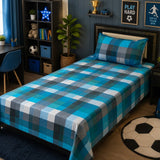 Blue Checkered Kids Bedsheet - The Linen House