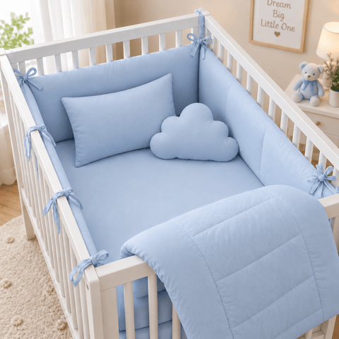 Blue Cloud Nursery Baby Cot Set - The Linen House