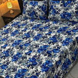 Blue Floral Print Bedsheet – King Size - The Linen House