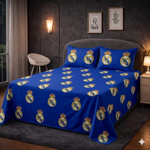 Blue Football Club Printed Bed Sheet - The Linen House