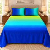 Blue Lime Gradient Printed Bed Sheet - The Linen House