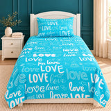 Blue Love Typography Kids Bedsheet - The Linen House