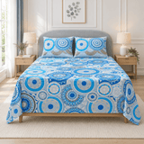 Blue Mandala Medallion Printed Bed Sheet - The Linen House
