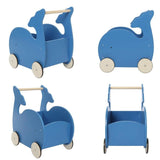 Blue Whale 2 - in - 1 Baby Learning Walker Wooden Strollers - The Linen House