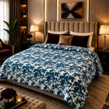 Blue White Tie Dye Ribbed Faux Fleece Blanket - The Linen House