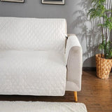 Quilted Sofa Cover ( White ) - The Linen House