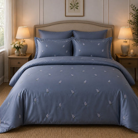 Bluebell Embroidered Premium Bedding Set - The Linen House