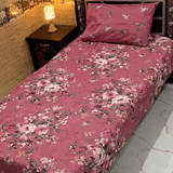 Blush Pink Floral Printed Single Bedsheet (Pack of 2) - The Linen House