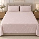 Blush Pink Polka Dot Printed Bed Sheet - The Linen House