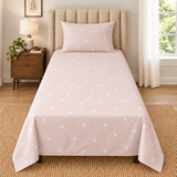 Blush Pink Polka Dot Printed Single Bed Sheet - The Linen House