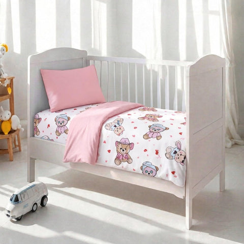 Blush Teddy Dreams Baby Cot Set - The Linen House