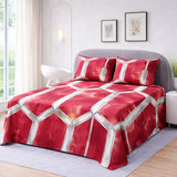 Bold Red and Silver Geometric Printed Bedsheet (3pcs) - The Linen House