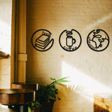Book and Coffee Metal Wall Decor - The Linen House